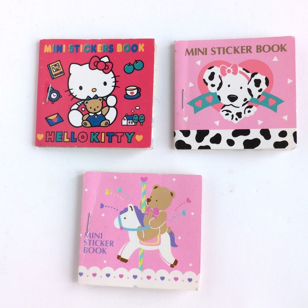 Vtg 90s Sanrio Hello Kitty Mini Sticker Books Spottie Dottie Bear Carousel Retro